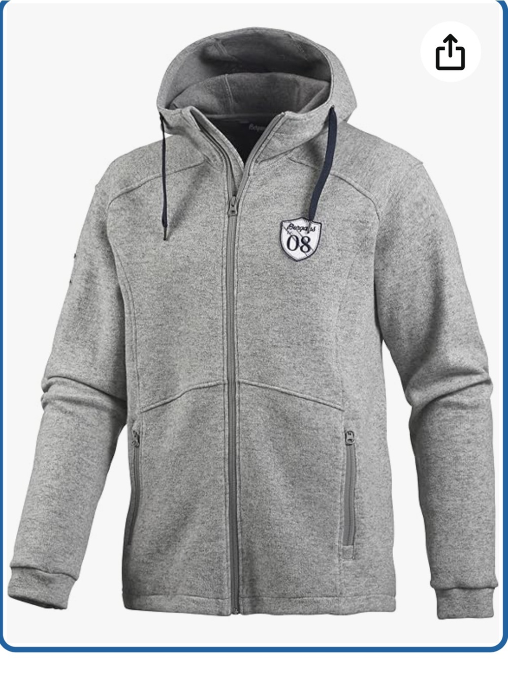 Bergans of Norway Grey Hooded wool blend Jacket with Chest Patch Size XXL